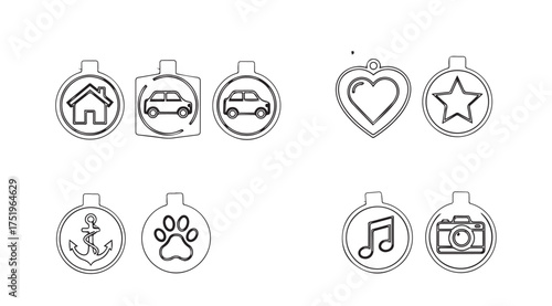 Collection of small metal charms featuring icons for jewelry making and crafts vector