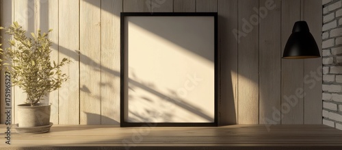 Wallpaper Mural Empty Frame on Wooden Table Torontodigital.ca