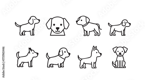 Collection of adorable dog illustrations showing different breeds and poses for pet lovers vector