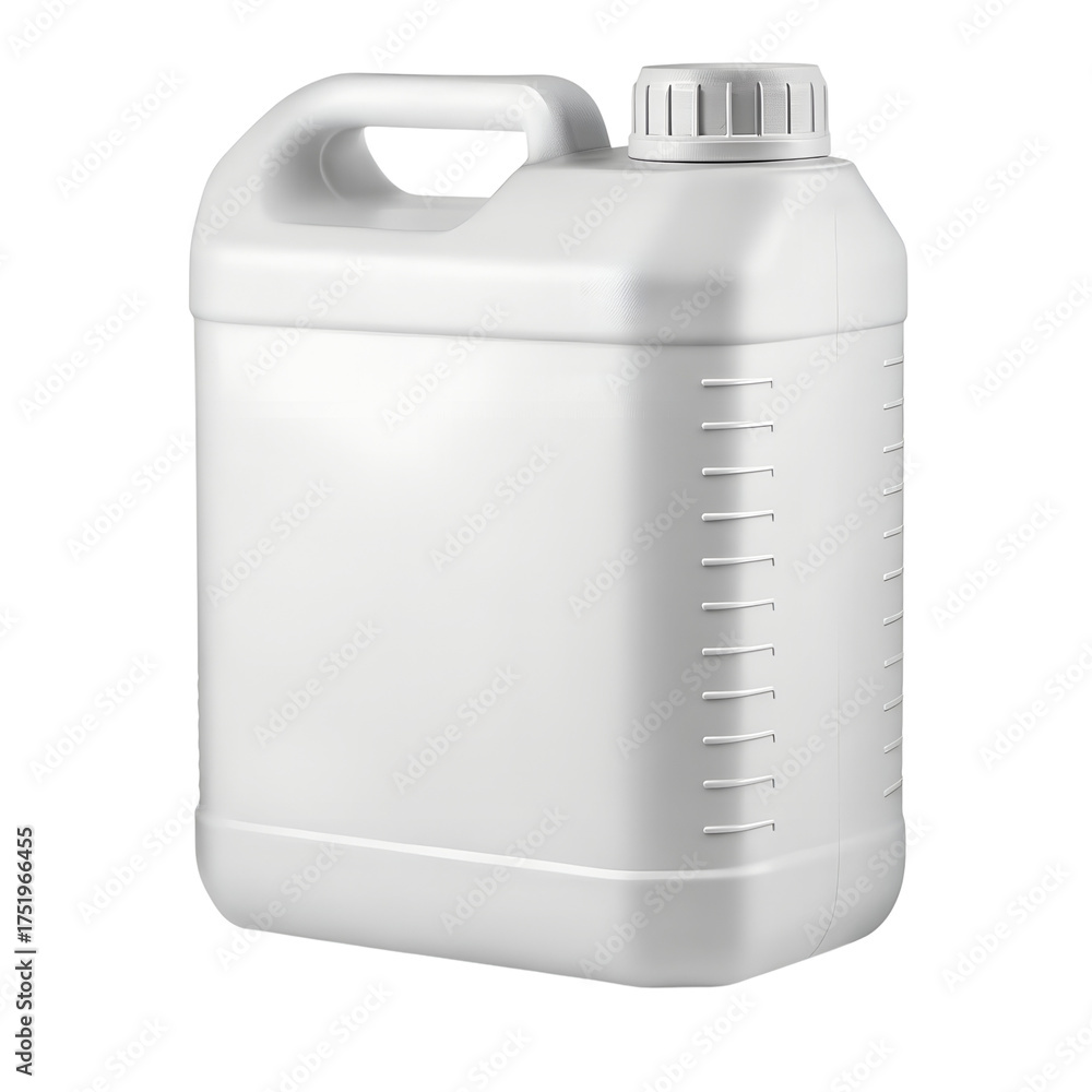 Obraz premium White Plastic Jerry Can Container for Liquids with Measurement Increments