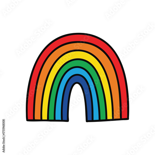 (Vibrant Hand Drawn Rainbow Arc. This lively artistic illustration of a spectrum represents happiness, hope, and inclusion. Ideal for bright, diverse, and uplifting designs.)