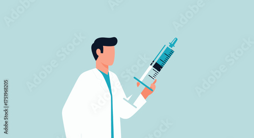 Doctor holding syringe ready to administer a vaccine injection for medical treatment.