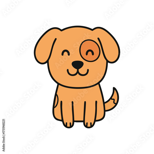 (Smiling Orange Puppy Illustration. A delightful animated pooch with a warm fur color and an upbeat expression. This lovable creature embodies friendship and pure bliss.)