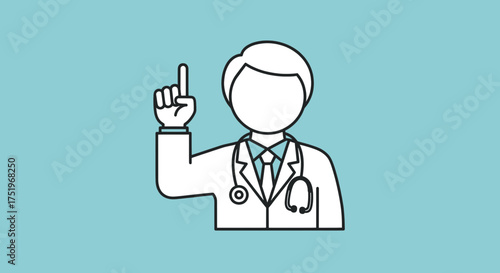 Doctor pointing up with index finger medical professional healthcare.