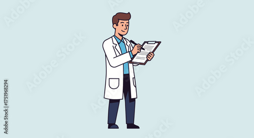 Doctor writing on a clipboard medical professional taking notes healthcare worker.