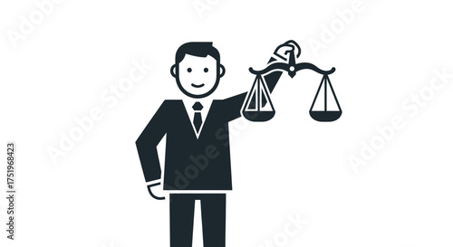 Lawyer holding scales of justice representing fairness and legal balance.