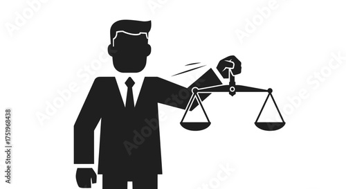 Lawyer holding scales of justice representing legal profession and fairness.