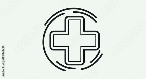 Medical cross symbol inside a circle healthcare and medicine concept.