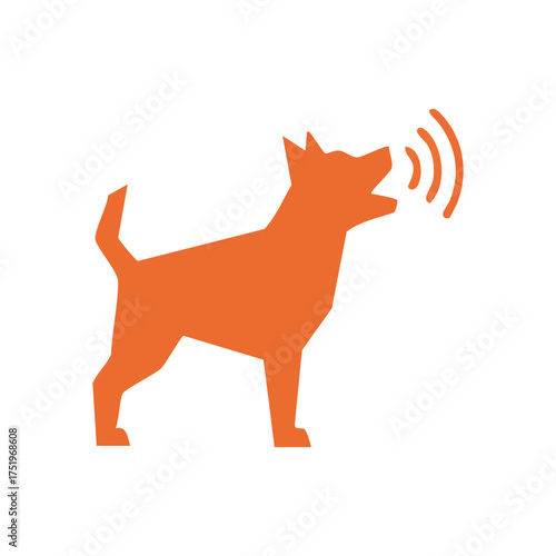 (Orange Barking Dog Silhouette. A vibrant orange canine graphic loudly vocalizes. This distinctive pictogram symbolizes an alert, warning, or communication, drawing immediate attention.)