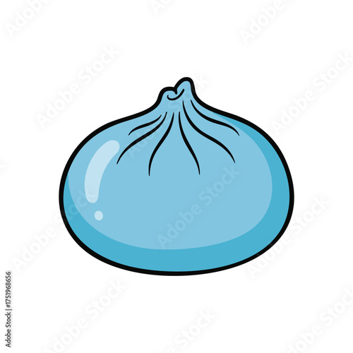 (Pastel Blue Dumpling Illustration. This cheerful graphic depicts a delectable steamed bun in a gentle azure hue, evoking feelings of culinary joy and delightful Asian cuisine.)