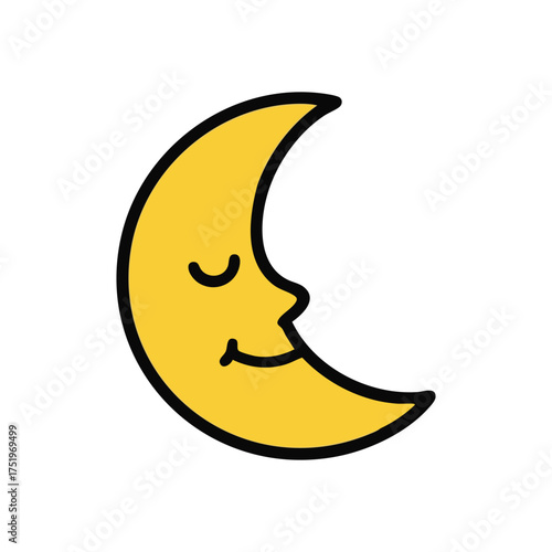 (Peaceful Lunar Face Illustration. A tranquil crescent celestial drawing shows a serene countenance, embodying peaceful slumber. Perfect for themes of rest, night, and sweet dreams.)