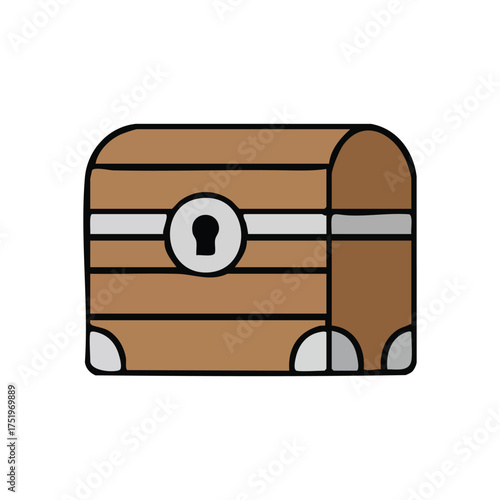 (Secret Treasure Chest with Keyhole. This delightful cartoon illustrates a brown wooden coffer, symbolizing discovery, wealth, and untold adventure. It hints at hidden potential.)