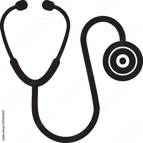 Stethoscope Silhouette Icon Vector Illustration