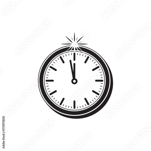 Midnight countdown clock new year’s eve spark icon vector silhouette