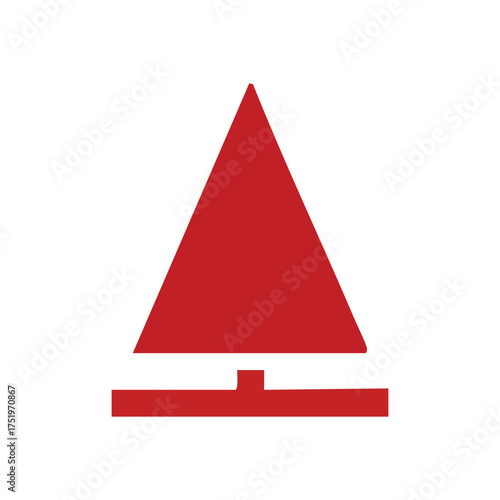 (Modern Geometric Red Tree Graphic. A sleek crimson apex on a horizontal bar conveys contemporary design and upward progress. Ideal for minimalist themes and graphical representations.)