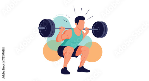 Man performing a barbell back squat exercise to build strength and muscle endurance.