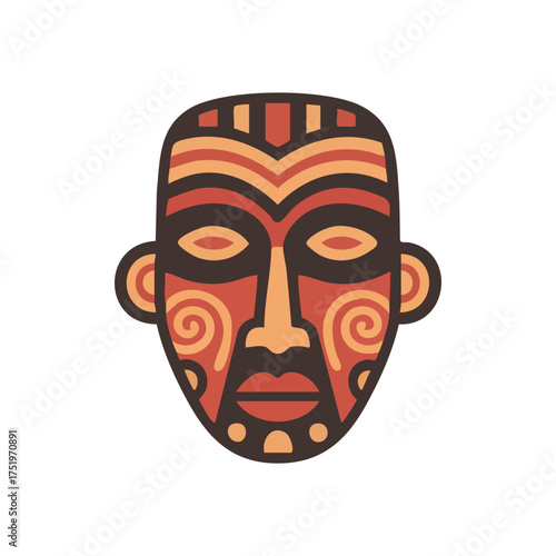 (African Tribal Mask Illustration. This vibrant, ancient artifact represents profound traditions and indigenous heritage, embodying spirit, identity, or sacred protection.)