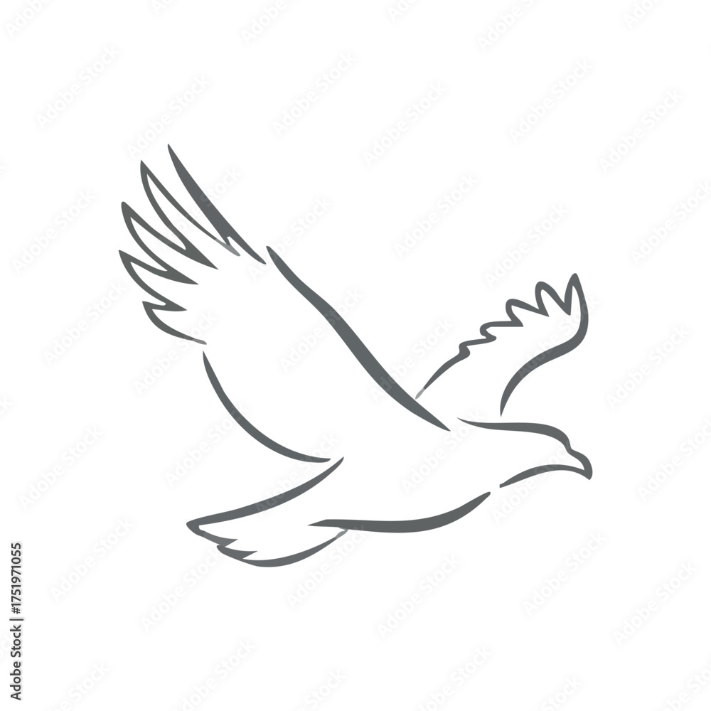 Obraz premium (Majestic Eagle Soaring Vector Art. Simple, elegant illustration of a powerful raptor in dynamic flight. Symbolizes freedom, strength, vision, and the pursuit of aspirations.)