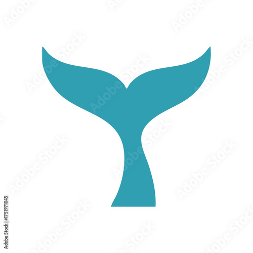 (Aqua Whale Tail Emblem. A graceful depiction of a mighty cetacean's fluke in a soothing cyan hue. This imagery symbolizes nature's vastness, adventure, and calm resilience.)