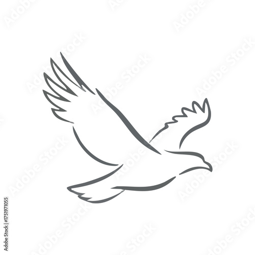(Majestic Eagle Soaring Vector Art. Simple, elegant illustration of a powerful raptor in dynamic flight. Symbolizes freedom, strength, vision, and the pursuit of aspirations.)