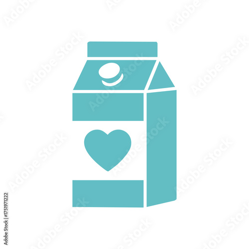 (Wholesome Drink Carton Design. Stylized graphic of a liquid container with a heart symbol, embodying wellness, nourishment, and care. Perfect for health conscious themes.)