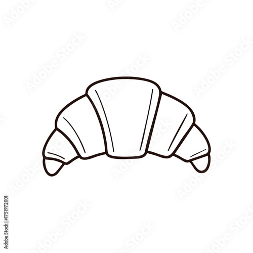 (Classic Croissant Outline Drawing. Minimalist line art of a beloved French morning pastry. Perfect for culinary branding, menu graphics, or cafe decor concepts.)