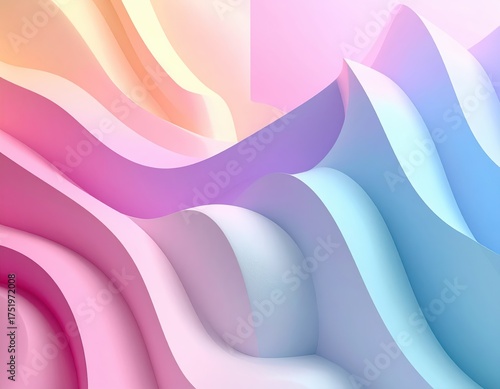 Abstract pastel waves background with smooth gradient and layered paper effect.
