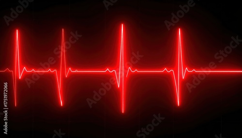 Vibrant Red Heartbeat EKG Line on a Dark Background.