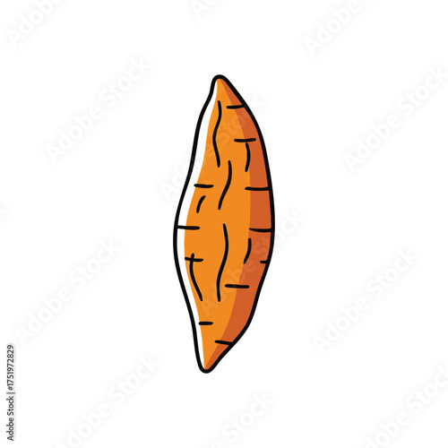 (Orange Sweet Potato Illustration. Vibrant root crop artwork conveying wholesome farm produce. Represents natural healthy food and dietary nourishment.)