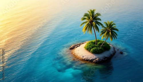 Tropical beach with coconut trees