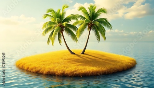 Tropical beach with coconut trees