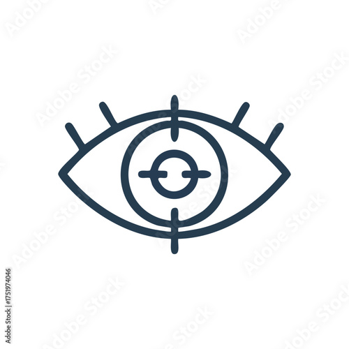 (Strategic Eye Target Icon. Clean graphic representing focused sight and clear objectives. It symbolizes precision, analytical insight, and diligent surveillance, conveying accurate observation.)
