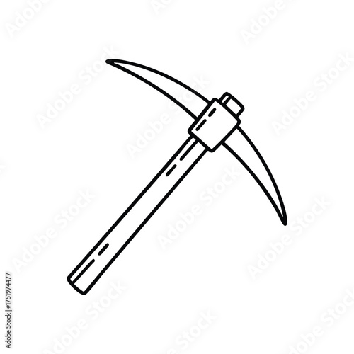 (Mining Pickaxe Outline Icon. Minimalist design of a durable digging tool. Embodies diligent labor, finding value, and breaking new ground.)