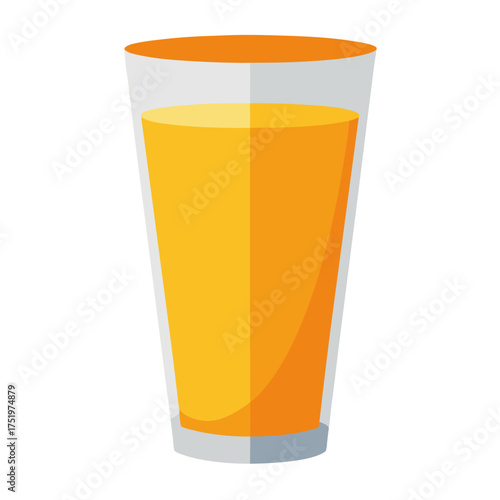 Tall glass of orange juice vector on white background.