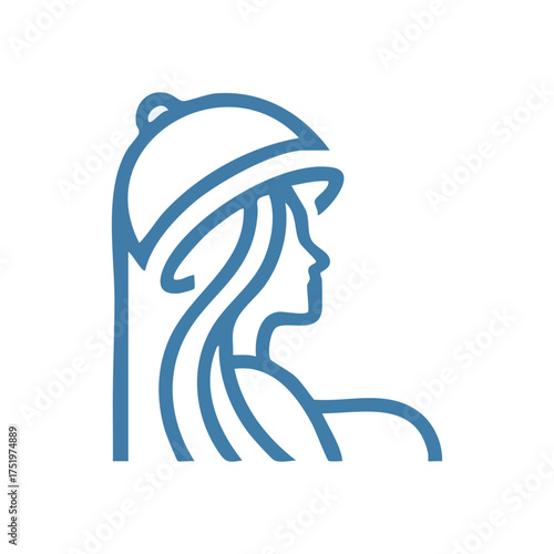 (Elegant Woman Beauty Profile Symbol. This stylized female head illustration portrays grace and sophistication. Ideal for salons, spas, fashion brands, or wellness concepts.)