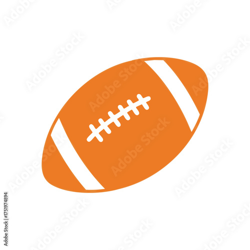 (Stylized Gridiron Football Graphic. Vibrant orange athletic spheroid, marked with white laces, symbolizes competition, teamwork, and athletic spirit. Perfect for sport themed projects.)