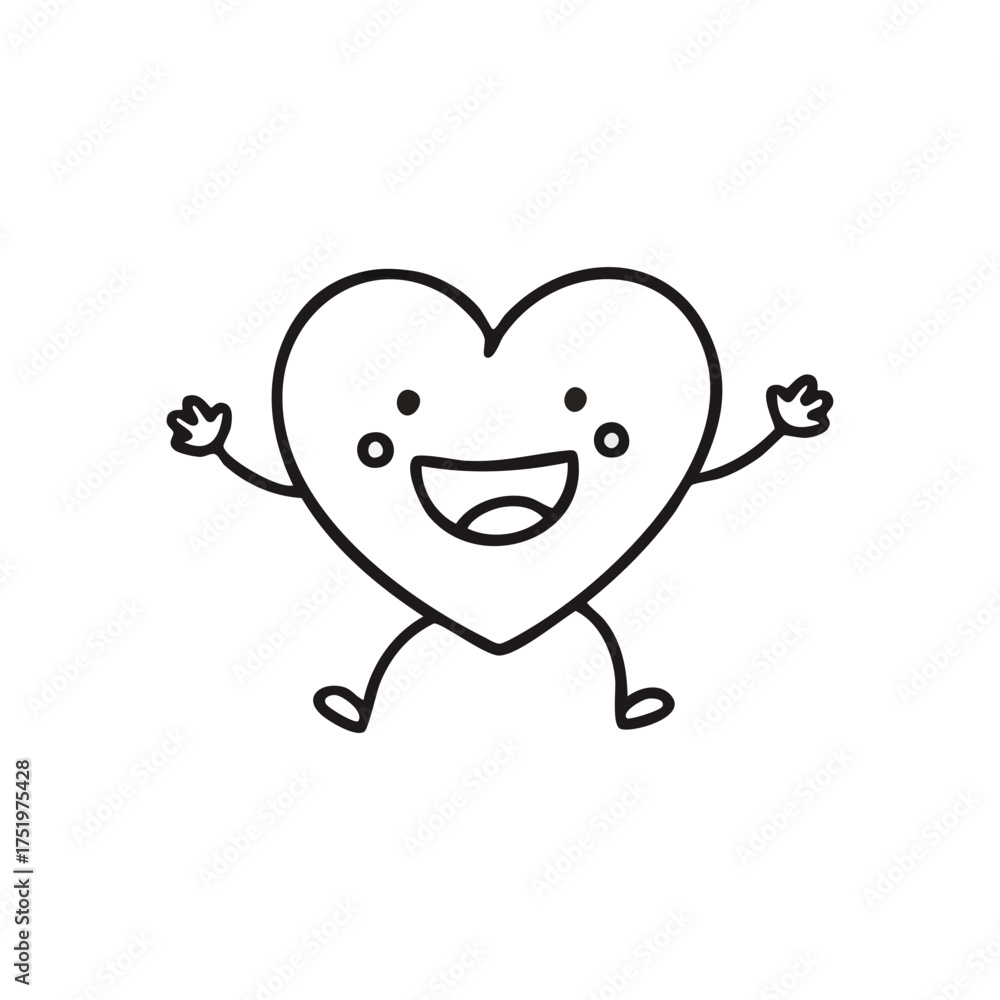 Obraz premium (Smiling Character of Love. This endearing emblem radiates warmth and pure joy. A delightful symbol of happiness, affection, and positive feelings, ideal for expressing delight.)