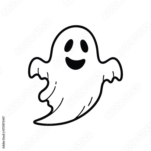(Whimsical Ghost Character Icon. A delightful phantom illustration, perfect for holiday events. This jovial apparition embodies playful spirits and festive mystery, ideal for celebrations.)