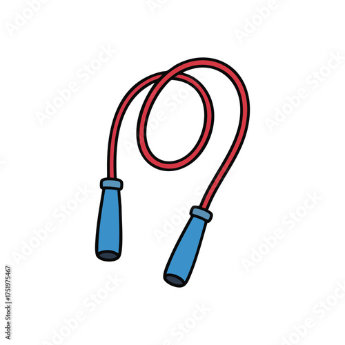 (Playful Jump Rope Cartoon. A charming red and blue agility cord image, representing vigorous exercise and wholesome joy. Perfect for promoting health, sports, and youthful activities.)