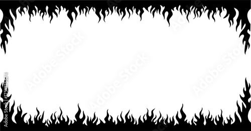 Flame fire border frame silhouette template vector illustration clipart
