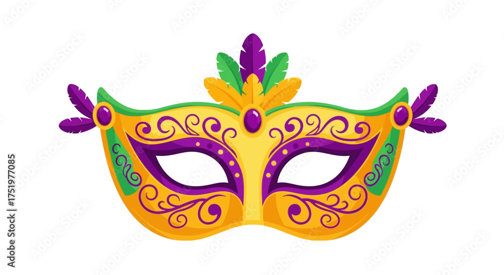 Naklejka premium Eye-catching carnival mask with vibrant colors and elegant swirls, ideal for festive designs and