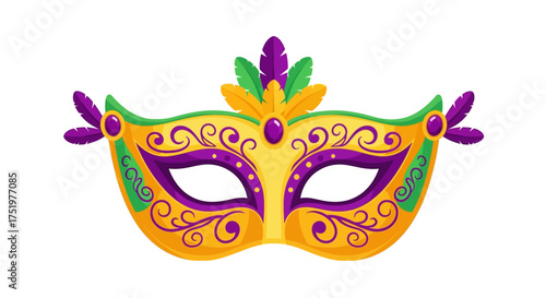 Eye-catching carnival mask with vibrant colors and elegant swirls, ideal for festive designs and