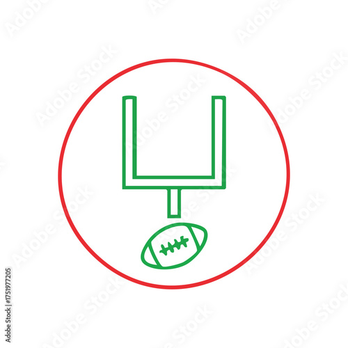 (American Football Goal Icon. A vibrant vector illustration displaying gridiron uprights and a pigskin, signifying competition, success, and sporting achievement.)