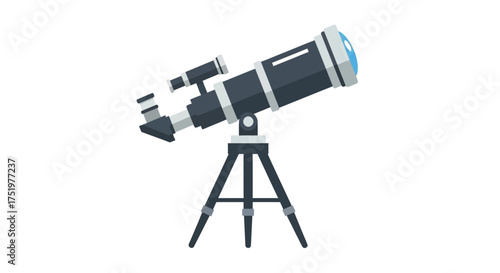 Flat illustration of a telescope for astronomy and space exploration design concept