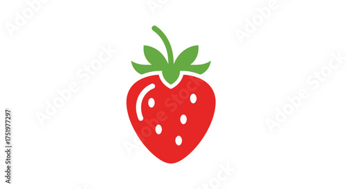 Illustrative strawberry on a white background featuring simplistic design and vibrant colors
