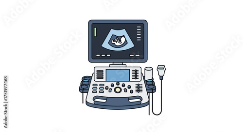 Ultrasound examination illustration symbolizing prenatal care and medical technology for expecting
