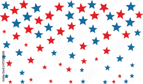 Red and blue stars background on white for celebration or patriotic design