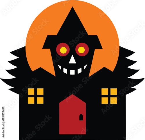 Horror Movie Night Creepy Cinema Scene Vector illustration