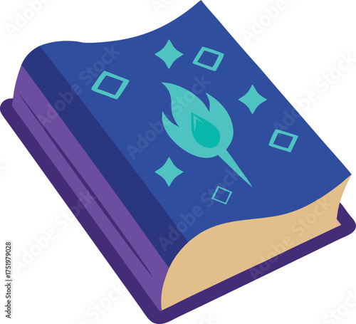Magic Spell Book with Glowing Mystic Runes Vector illustration
