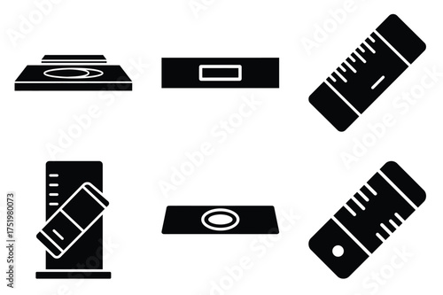 Medical microscope slide silhuette vector icon set